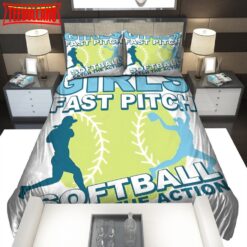 Girls Fast Pitch Softball Catch The Action Bedding Sets