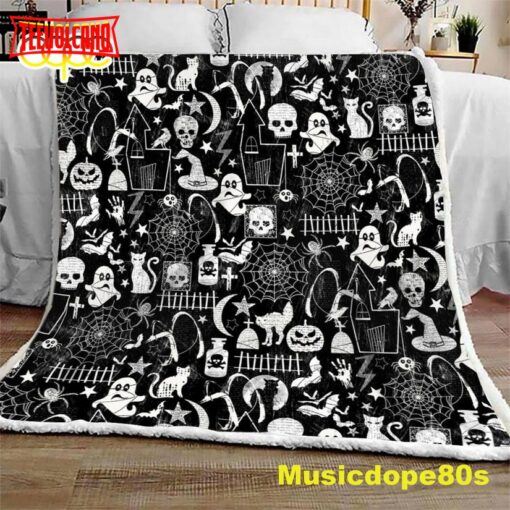 Glow in The Dark Halloween Sofa Fleece Throw Blanket  Halloween Gifts