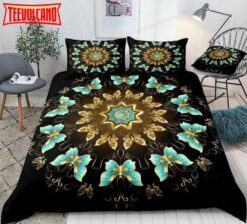 Gold And Turquoise Butterflies Bed Sheets Duvet Cover Bedding Sets