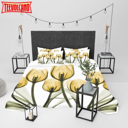 Gold Tulip Bed Sheets Duvet Cover Bedding Sets