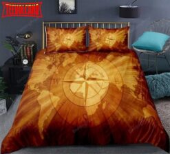 Gold World Map Compass Bed Sheets Duvet Cover Bedding Sets