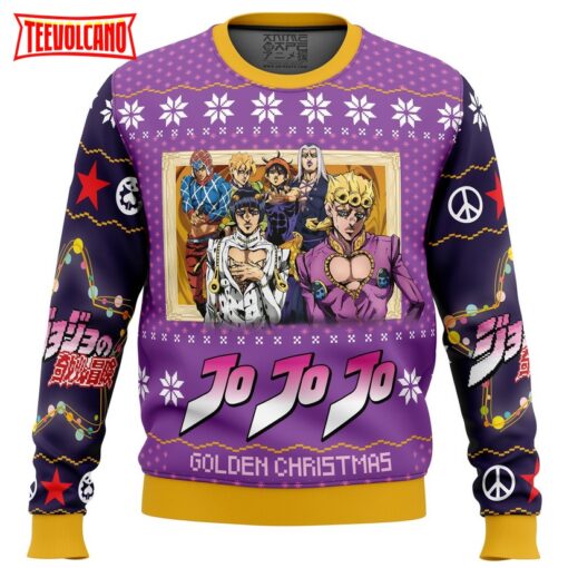 Golden Christmas Jojo’s Bizarre Adventure Ugly Christmas Sweater