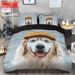 Golden Retriever Glasses Bedding Set Duvet Cover &amp Pillow Cases