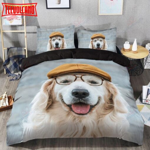 Golden Retriever Glasses Bedding Set Duvet Cover &amp Pillow Cases