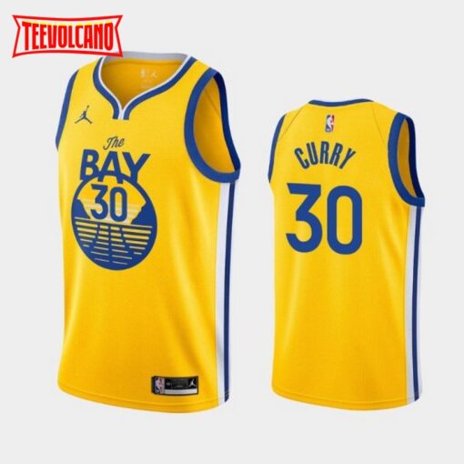 Golden State Warriors Stephen Curry 2021 Gold Statement Jersey