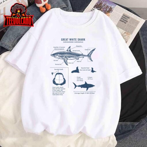 Great White Shark Anatomy, Marine Biology Biologist T-Shirt