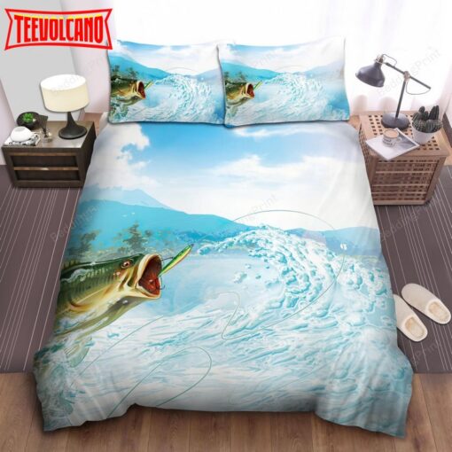 Green Fish Opening Mouth Bed Sheets Spread Duvet Cover Bedding Sets