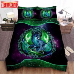 Green Galaxy Dragon Art Bed Sheets Spread Duvet Cover Bedding Sets