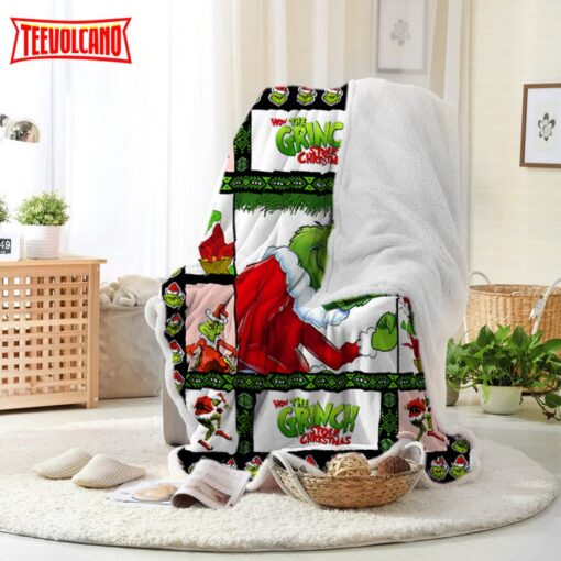 Grinch Face Grinch Lace Christmas Memorial Blanket Throw Blanket Fleece Sherpa