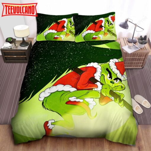 Grinch Stealing Christmas Tree Bed Sheets Duvet Cover Bedding Sets