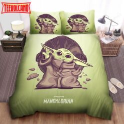 Grugu Baby Yoda Digital Illustration Bed Sheets Duvet Cover Bedding Sets