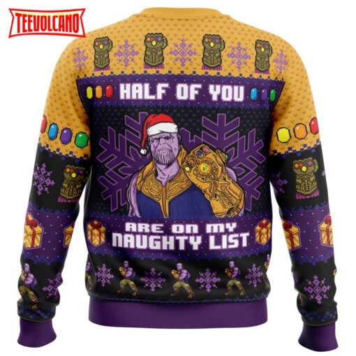 Half of You Are On The Naughty List Thanos Marvel Ugly Christmas Sweater