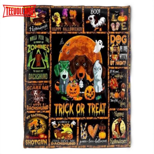 Halloween Dachshund Trick Or Treat Halloween Sherpa Blanket