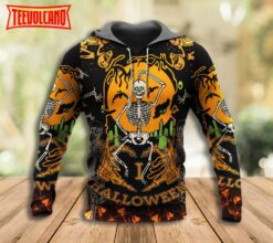 Halloween Dancing Skeleton Dark Pullover Hoodie 3D