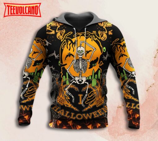 Halloween Dancing Skeleton Dark Pullover Hoodie 3D