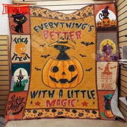 Halloween Everything’s Better With A Little Magic Sherpa Blanket Halloween