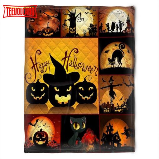 Halloween Happy Halloween Night Sherpa Blanket Halloween Adult Blanket