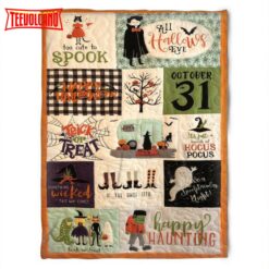 Halloween Happy Haunting All Hallows Eye Sherpa Blanket Halloween Adult Blanket