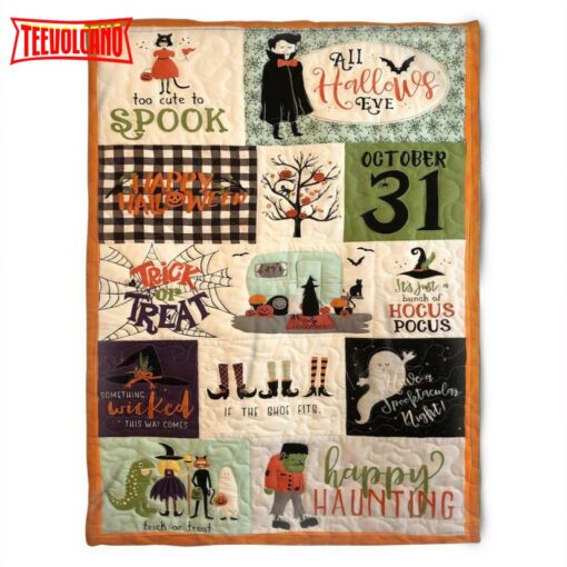 Halloween Happy Haunting All Hallows Eye Sherpa Blanket Halloween Adult Blanket