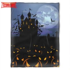 Halloween Haunted House Sherpa Blanket Halloween Adult Blanket