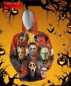 Halloween Horror Character 3D Hoodie All Over Print, Horror Movie Shirt Halloween Pullover Hoodie