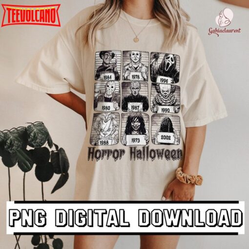 Halloween Horror Movie Killers Mugshots T-Shirt, Scary Halloween Party Sublimation Shirt