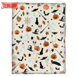 Halloween Pattern Witch Things Sherpa Blanket Halloween Adult Blanket