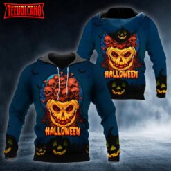 Halloween Pumpkin Skull 3D Zip Hoodie