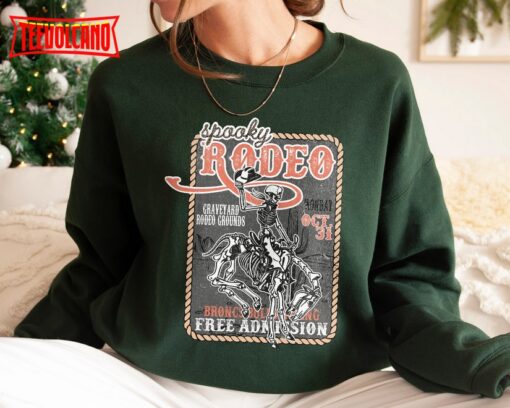 Halloween Rodeo Sweatshirt, Western Halloween Spooky Skeleton Sweatshirt