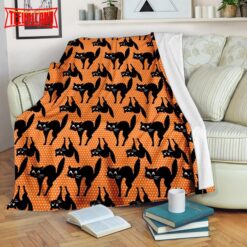 Halloween Scared Cat Sherpa Blanket – Sherpa Blanket – Blanket Halloween Adult Throw