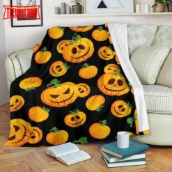 Halloween Scary Pumkins Sherpa Blanket Halloween Adult Blanket