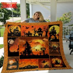 Halloween Sherpa Blanket – Halloween Throw – Pumpkin Halloween Gift