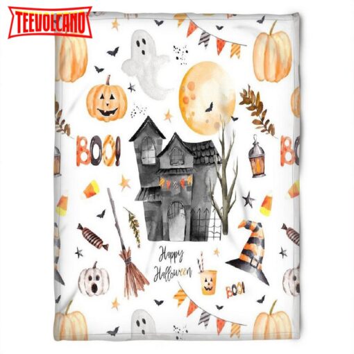 Halloween Spooky Night Sherpa Blanket Halloween Adult Blanket, Halloween Gift