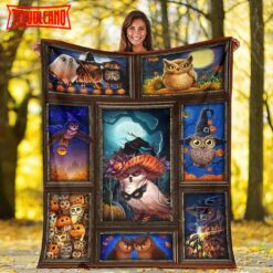 Halloween Witch Owns Sherpa Halloween Adult Blanket, Pumpkins Emotions Halloween