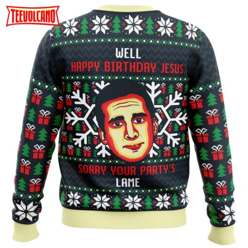 Happy Birthday Jesus Funny The Office Ugly Christmas Sweater