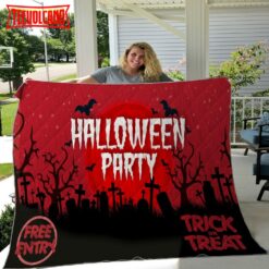 Happy Halloween Party Sherpa Blanket – Trick Or Treat Halloween Throw – Halloween Blanket