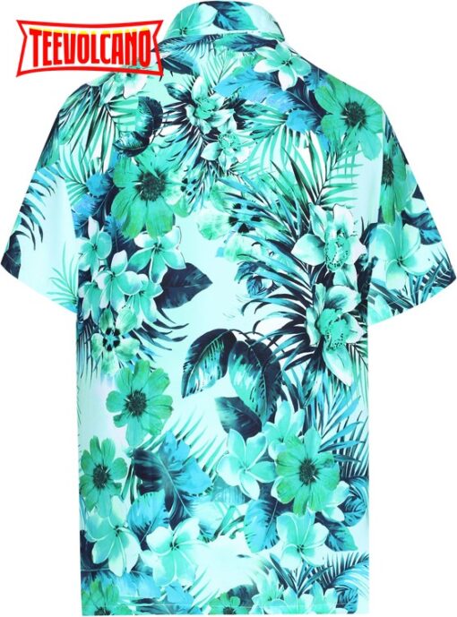 Hawaii shirt Button Down Short Sleeve Beach Shirt Men Aloha Pocket Blue