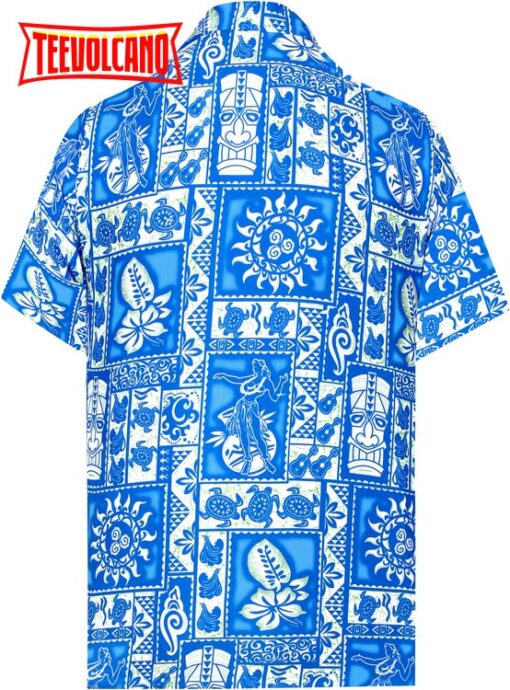 Hawaii shirt Button Down Short Sleeve Beach Shirt Pocket shirt Blue