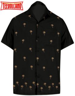 Hawaiian casual Aloha Button Down Short Sleeve Halloween Black