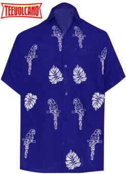 Hawaiian casual Aloha Button Down Short Sleeve shirt Blue