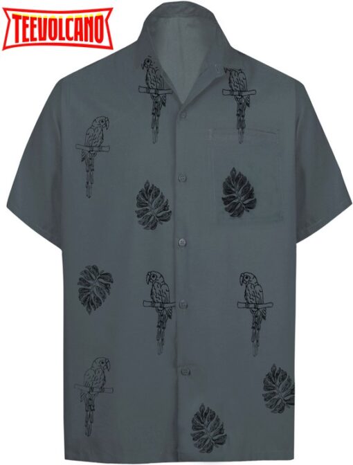 Hawaiian casual Aloha Button Down Short Sleeve shirt Grey