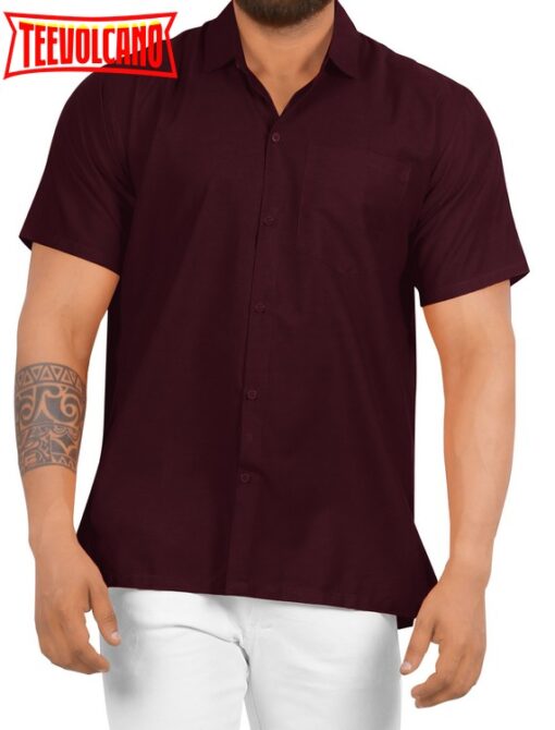 Hawaiian casual Aloha Button Down Short Sleeve shirt Maroon