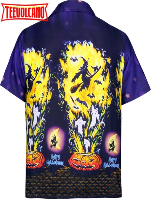 Hawaiian Scary Halloween Party Costume Pumpkin Witch Shirt Royal Navy