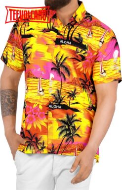 Hawaiian Shirt Aloha Tropical Beach front Pocket Short sleeve