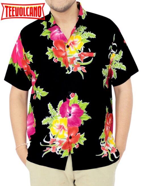 Hawaiian Shirt Aloha Tropical Beach front Pocket Short sleeve Pink