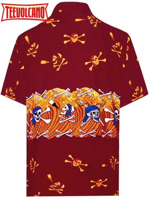 Hawaiian Shirt Aloha Tropical Beach front Pocket Short sleeve Red