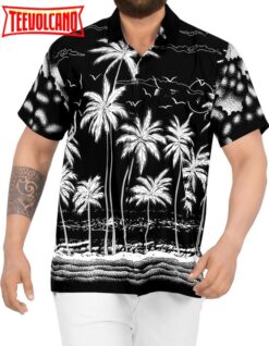 Hawaiian Shirt for Aloha Tropical Beach front Short sleeve Black