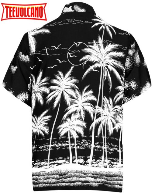 Hawaiian Shirt for Aloha Tropical Beach front Short sleeve Black