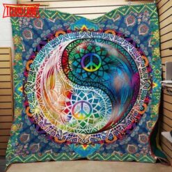 Hippie Colorful 3D Customized Quilt Blanket