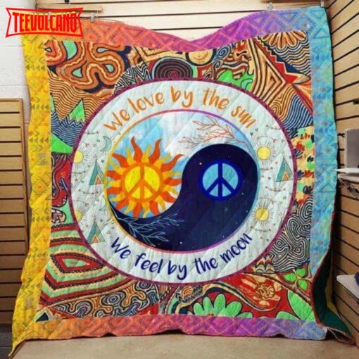 Hippie Sun And Moon 3D Customized Quilt Blanket